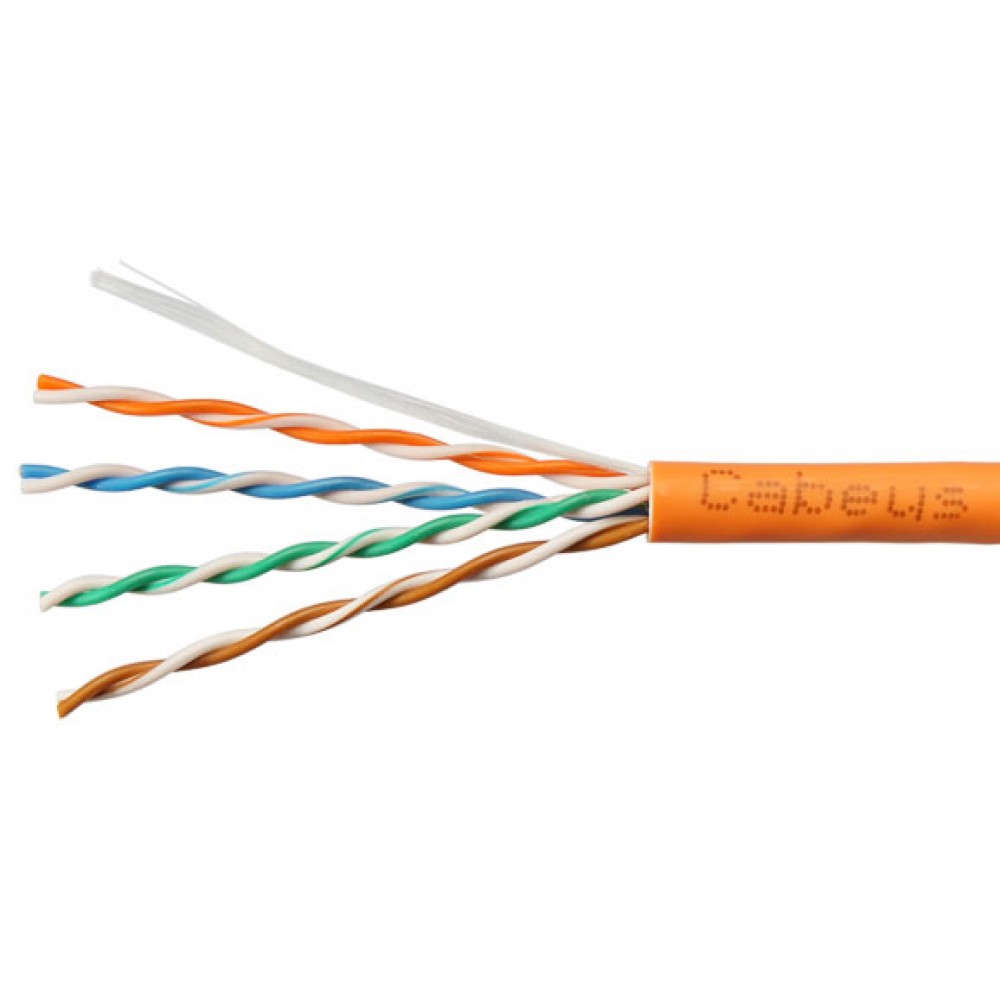 Cabeus UTP-4P-Cat.5e-SOLID-LSZH-OR-LIGHT-25 Кабель витая пара UTP (U/UTP), категория 5e, 4 пары 0,48мм (24 AWG), одножильный, LSZH, нг(А)-HF, оранж.