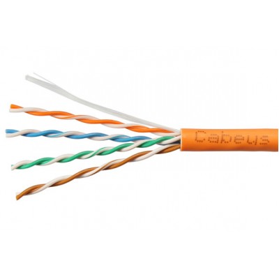 Cabeus UTP-4P-Cat.5e-SOLID-LSZH-OR-LIGHT-20 Кабель витая пара UTP (U/UTP), категория 5e, 4 пары 0,48мм (24 AWG), одножильный, LSZH, нг(А)-HF, оранж.