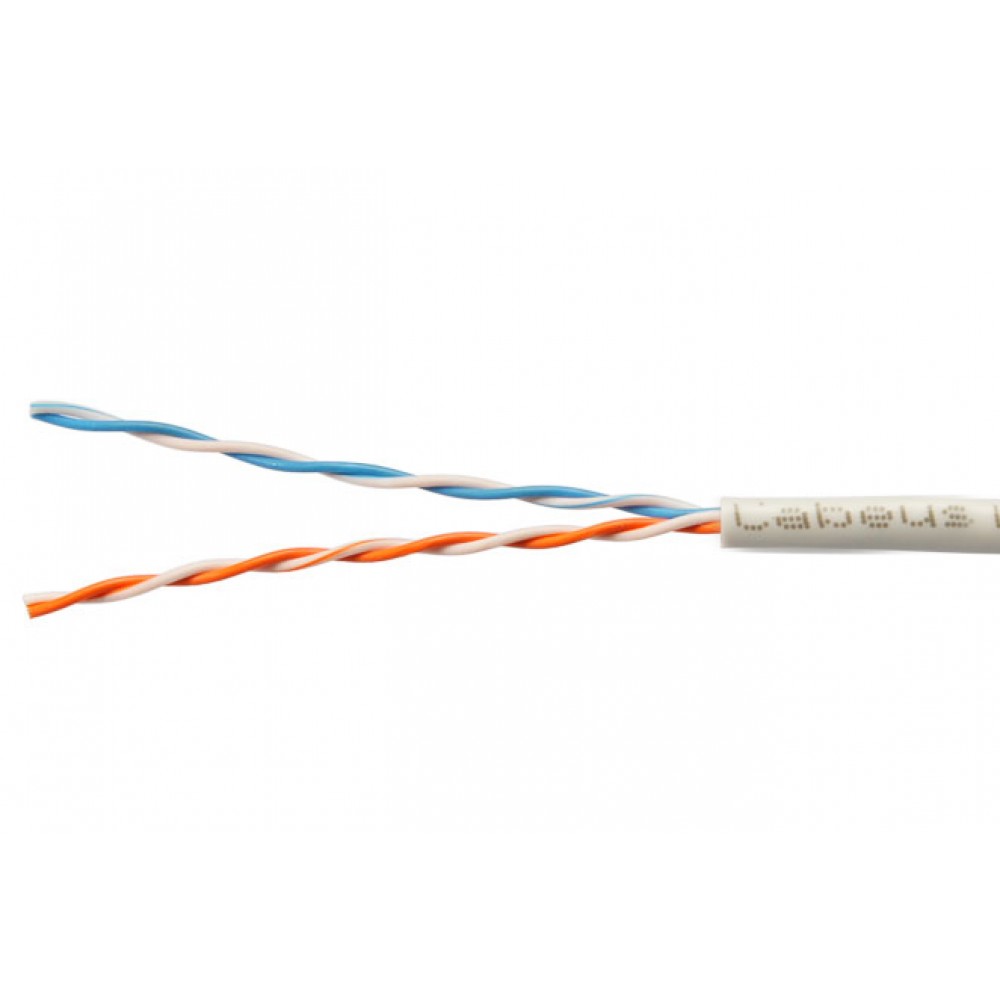 Cabeus UTP-2P-Cat.5e-SOLID-LSZH-GY-25 Кабель витая пара UTP (U/UTP), категория 5e, 2 пары (24 AWG), одножильный, серый LSZH, нг(А)-HF, (25 м)