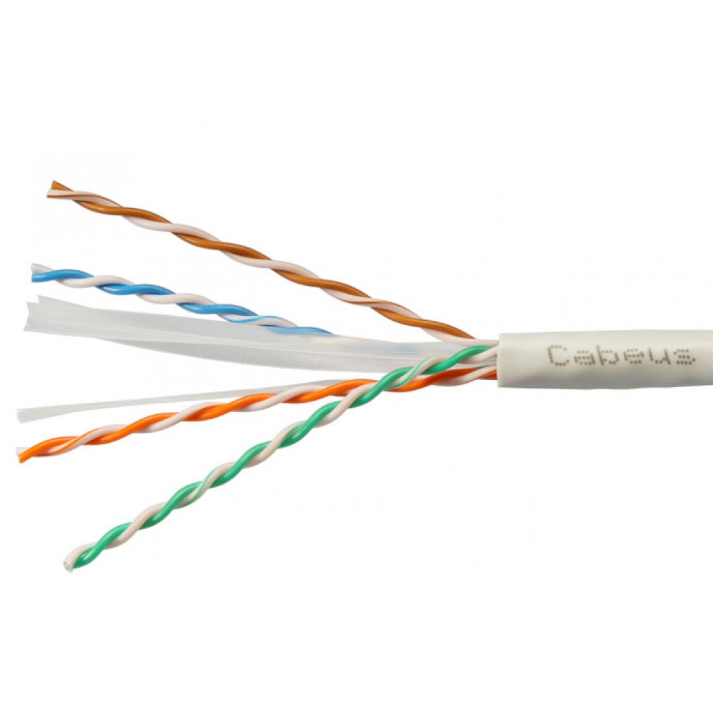 Cabeus UTP-4P-Cat.6-SOLID-LSLTx-GY-25 Кабель витая пара UTP (U/UTP), категория 6, 4 пары (23 AWG), одножильный, нг(А)-LSLTx, серый (25 м)