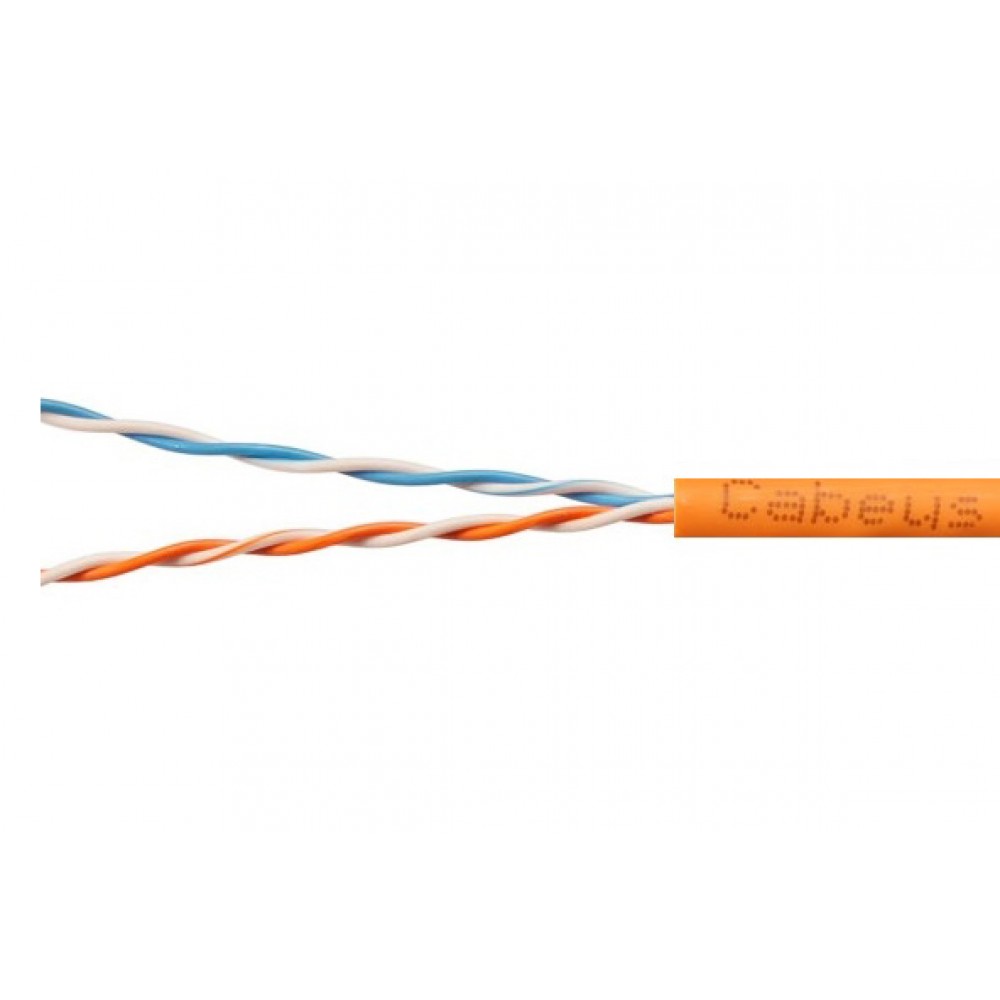 Cabeus UTP-2P-Cat.5e-SOLID-LSZH-OR-25 Кабель витая пара UTP (U/UTP), категория 5e, 2 пары (24 AWG), одножильный, LSZH нг(А)-HF, оранжевый, (25 м)