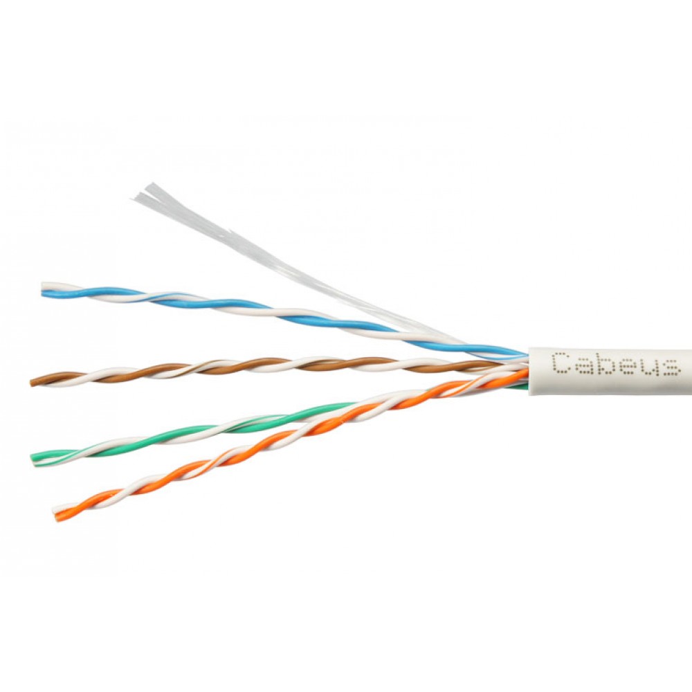 Cabeus UTP-4P-Cat.5e-SOLID-GY-25 Кабель витая пара UTP (U/UTP), категория 5e, 4 пары (24 AWG), одножильный, PVC нг(А)-LS, серый (25 м)