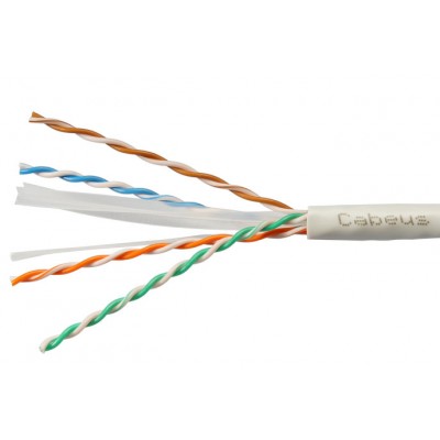 Cabeus UTP-4P-Cat.6-SOLID-GY-25 Кабель витая пара UTP (U/UTP), категория 6, 4 пары (23 AWG), одножильный, PVC нг(А)-LS, серый (25 м)