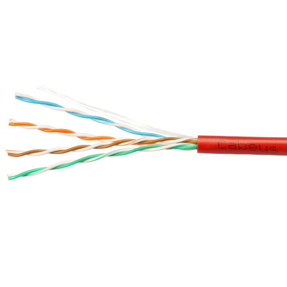 Cabeus UTP-4P-Cat.5e-SOLID-RD-20 Кабель витая пара UTP (U/UTP), категория 5e, 4 пары (24 AWG), одножильный, PVC нг(А)-LS, красный (20 м) Cabeus UTP-4P-Cat.5e-SOLID-RD-20 Кабель витая пара UTP (U/UTP), категория 5e, 4 пары (24 AWG), одножильный, PVC нг(А)-LS, красный (20 м)