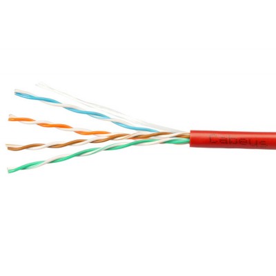 Cabeus UTP-4P-Cat.5e-SOLID-RD-20 Кабель витая пара UTP (U/UTP), категория 5e, 4 пары (24 AWG), одножильный, PVC нг(А)-LS, красный (20 м)