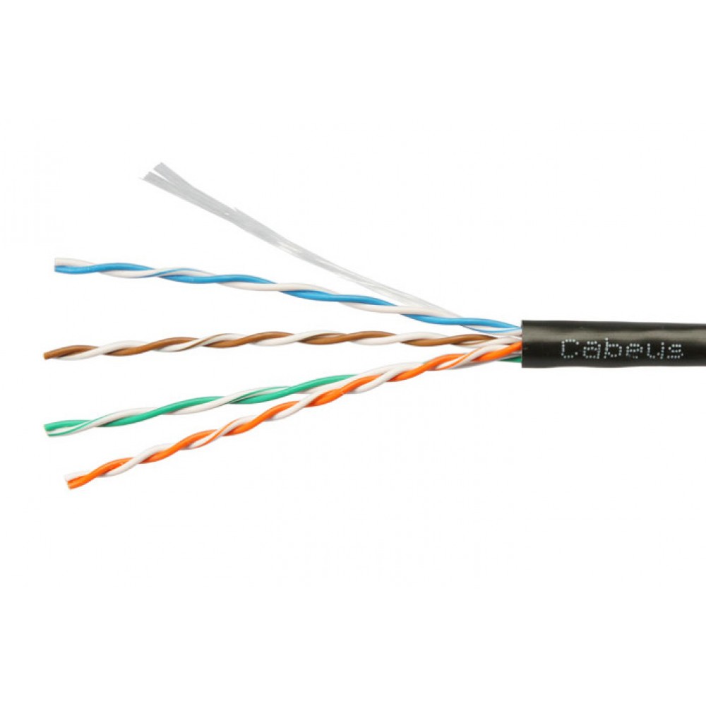 Cabeus UTP-4P-Cat.5e-SOLID-BK-20 Кабель витая пара UTP (U/UTP), категория 5e, 4 пары (24 AWG), одножильный, PVC нг(А)-LS, черный (20 м)