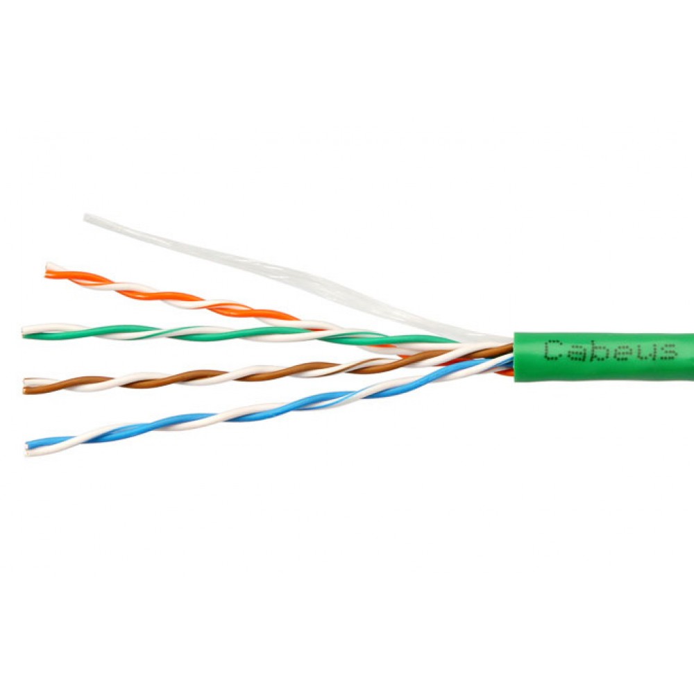 Cabeus UTP-4P-Cat.5e-SOLID-LSZH-GN-20 Кабель витая пара UTP (U/UTP), категория 5e, 4 пары (24 AWG), одножильный, зеленый, LSZH, нг(А)-HF (20 м) Cabeus UTP-4P-Cat.5e-SOLID-LSZH-GN-20 Кабель витая пара UTP (U/UTP), категория 5e, 4 пары (24 AWG), одножильный, зеленый, LSZH, нг(А)-HF (20 м)