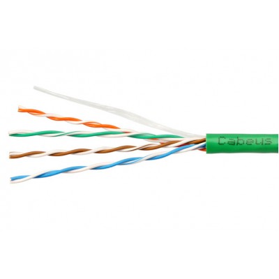 Cabeus UTP-4P-Cat.5e-SOLID-LSZH-GN-20 Кабель витая пара UTP (U/UTP), категория 5e, 4 пары (24 AWG), одножильный, зеленый, LSZH, нг(А)-HF (20 м)