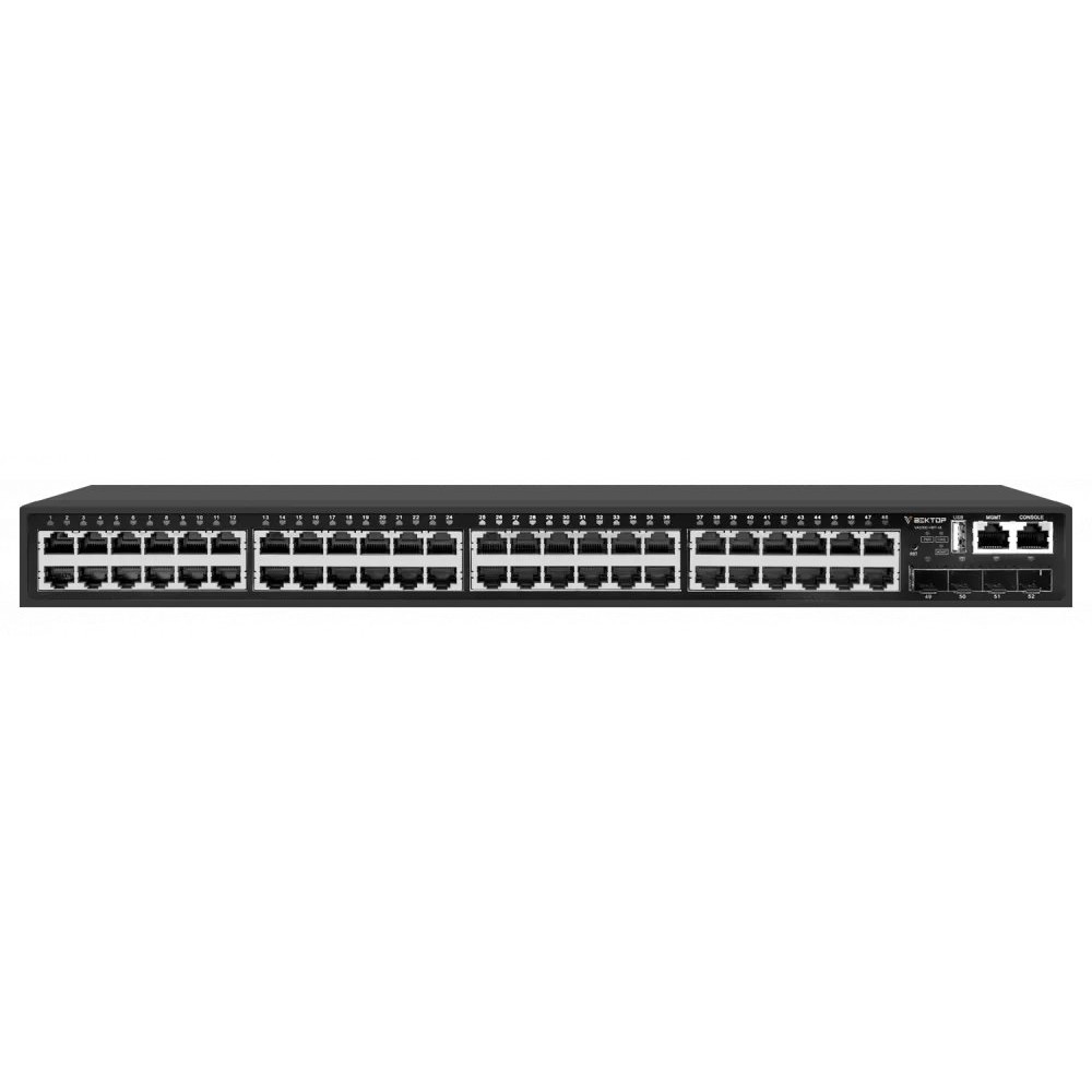 Управляемый коммутатор уровня 3. 48 портов 10/100/1000BaseT RJ45, 4 порта 1/10GE SFP+