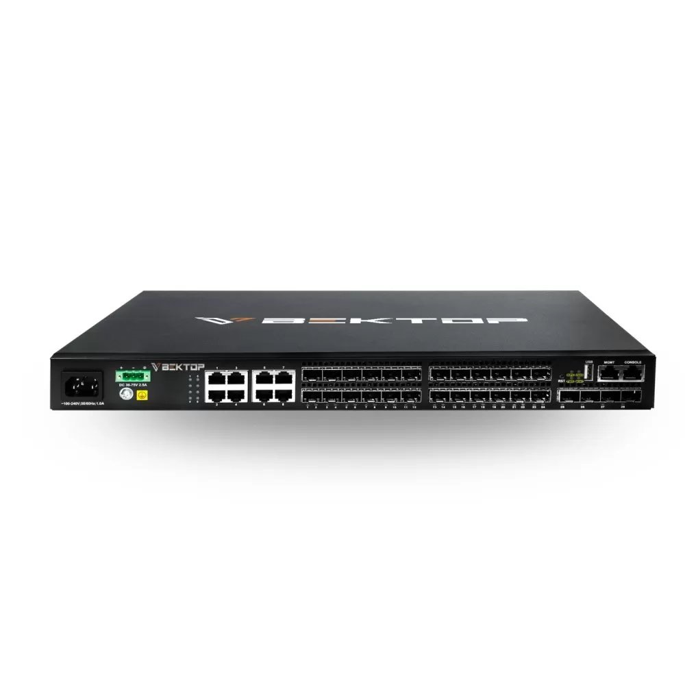 Управляемый коммутатор уровня 3. 16 портов 100/1000BaseX SFP, 8 Combo-портов GE, 4 порта 1/10GE SFP+
