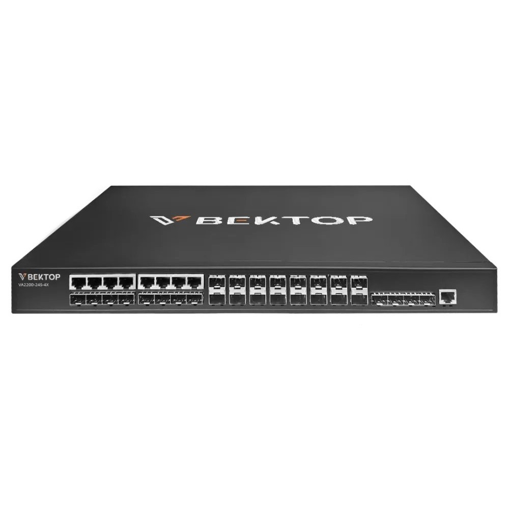 Управляемый коммутатор уровня 3. 20 портов 100/1000BaseX SFP, 4 комбо порта (GbE/SFP), 4 порта 1/10GE SFP+, 2 фиксированных блока питания AC 220В