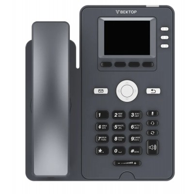 IP-телефон Vector Phone 220. Цветной ЖК-дисплей 2.4 дюйма, 2 порта 100/1000Мбит/с RJ-45 PoE, поддержка 6 SIP-аккаунтов.