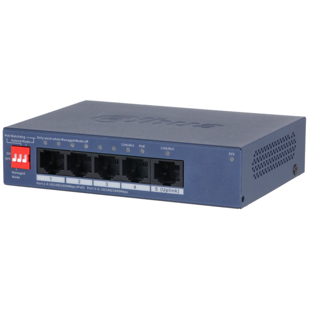 Dahua DH-CS4005-4GT-36, PoE коммутатор 4 порта