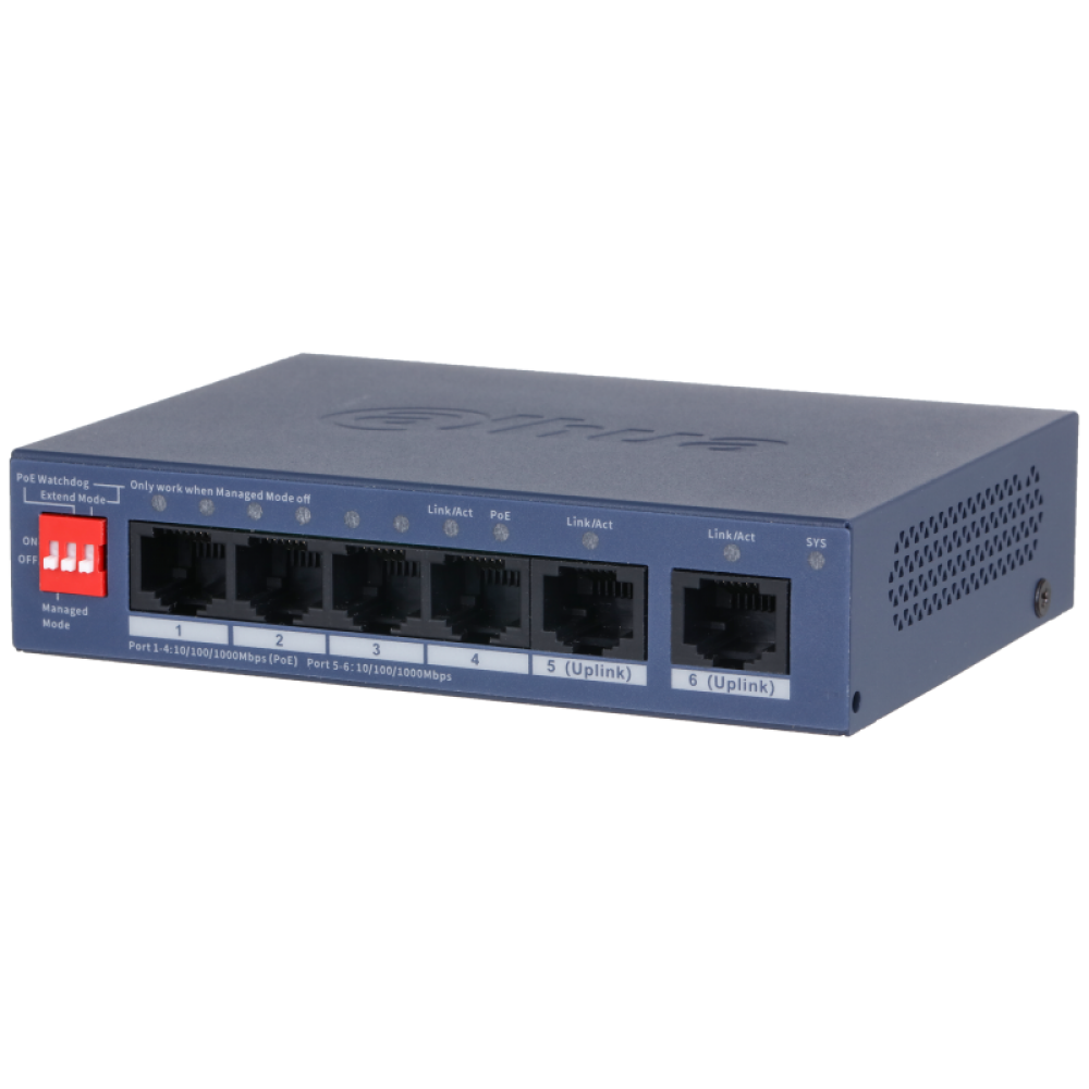 Dahua DH-CS4006-4GT-36, PoE коммутатор 4 порта Dahua DH-CS4006-4GT-36, PoE коммутатор 4 порта