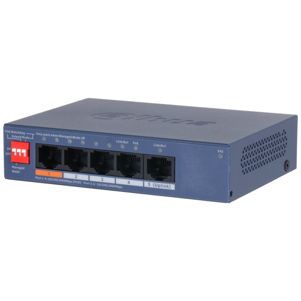 Dahua DH-CS4005-4GT-60, PoE коммутатор 4 порта