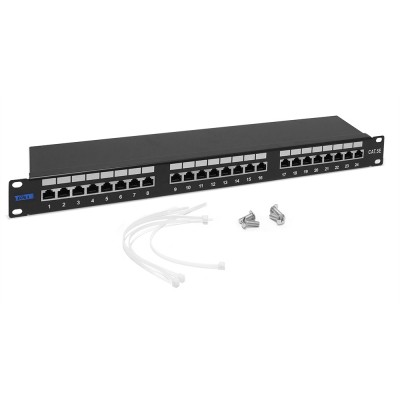 Патч-панель 19, 24 порта RJ-45, категория 5e, STP, 1U, TWT-PP24STP