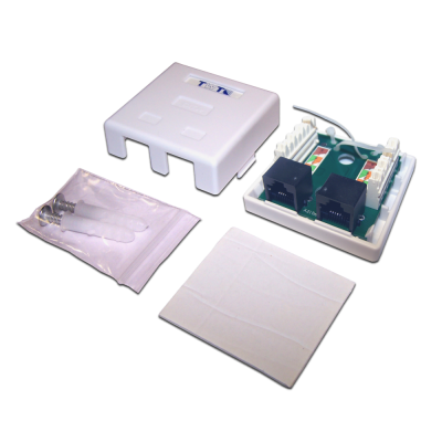 Розетка настенная, 1 порт RJ-45, категория 5е + 1 порт RJ-12, белая, TWT-SM2-4512-WH