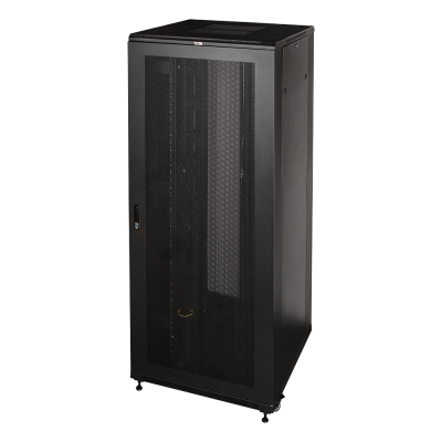 Шкаф 19 Business, 42U 800x800, черный, задние распашные двери метал, передняя дверь стекло