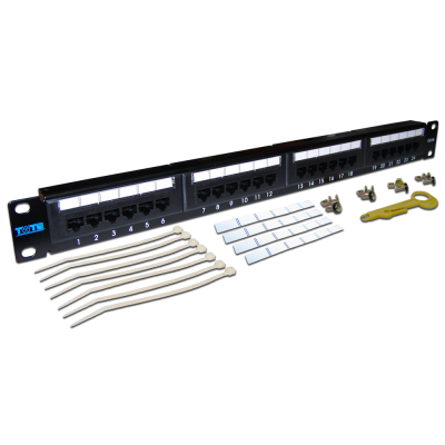 Патч-панель 19, 24 порта RJ-45, категория 5e, UTP, 1U, TWT-PP24UTP