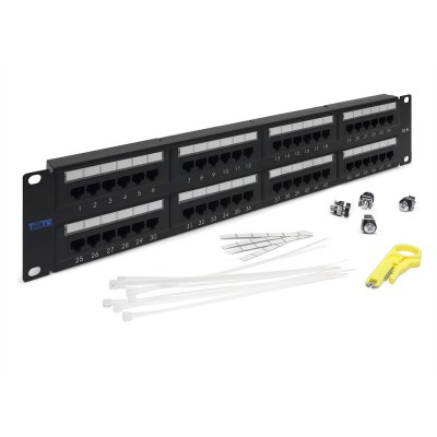 Патч-панель 19, 48 портов RJ-45, категория 5e, UTP, 2U, TWT-PP48UTP