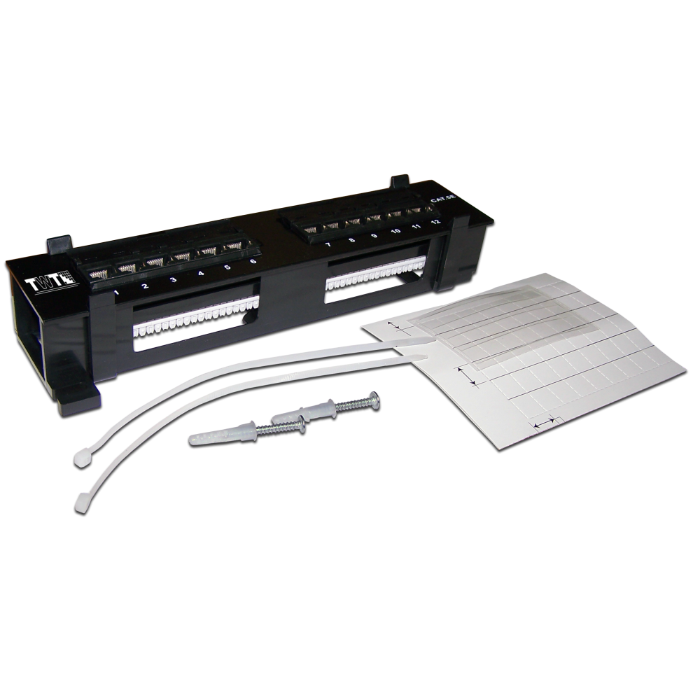 Патч-панель настенная, 12 портов RJ-45, категория 5e, UTP, горизонтальная, TWT-PP12UTP-H