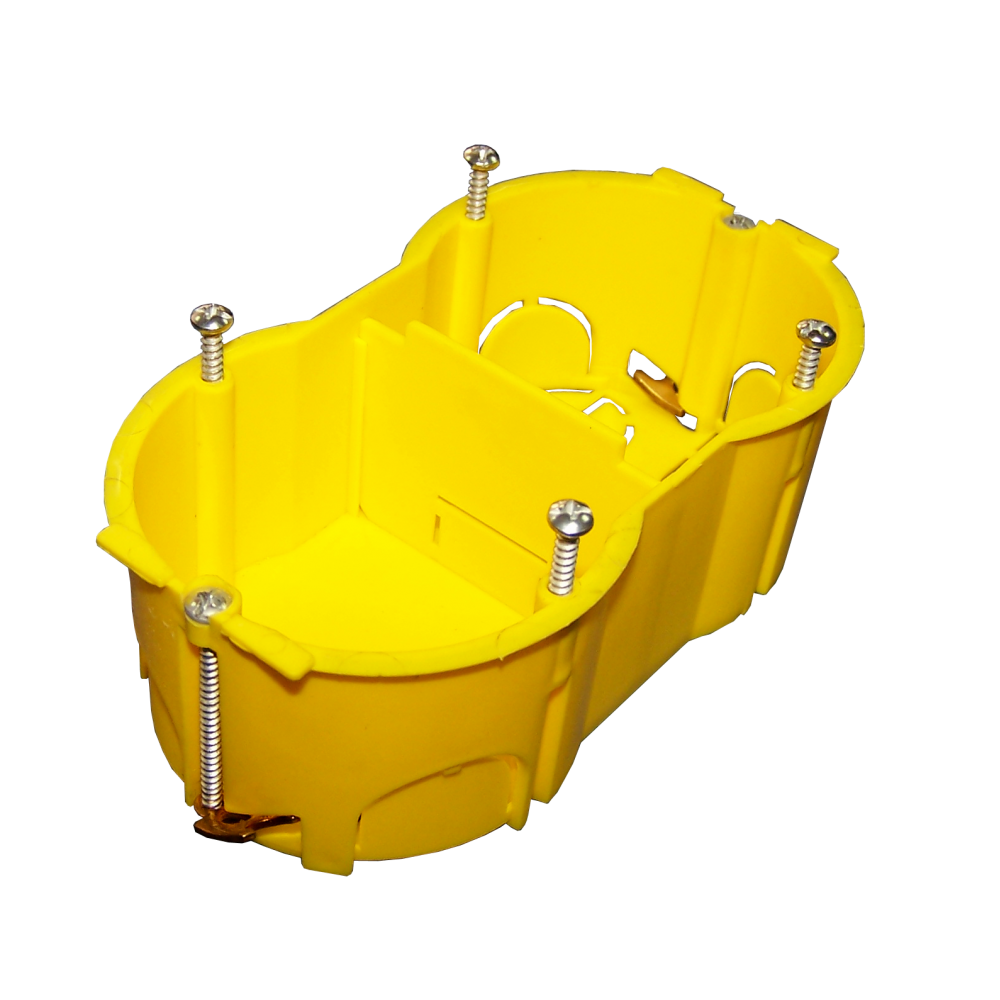 Подрозеточная коробка в стену для суппорта 45х90, желтая  -BX45x90-YL