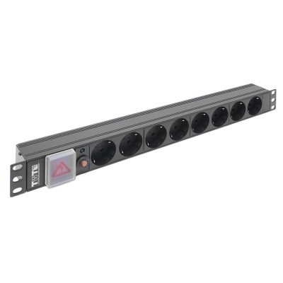 Блок розеток 19 8 шт. Schuko, 10A 250V, без шнура питания TWT-PDU19-10A8P