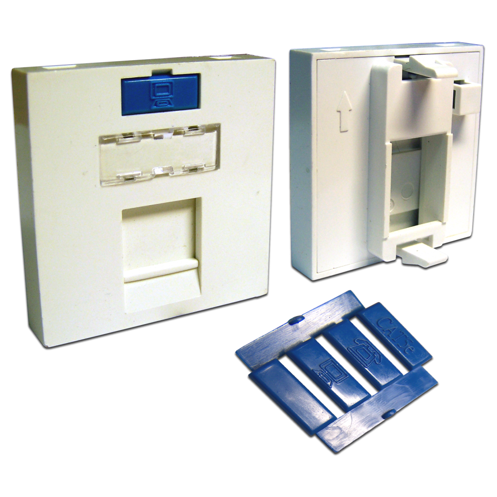 Lanmaster LAN-SIP-23M-WH Вставка 45x45 на 1 кейстоун, со шторкой, маркировкой, иконкой, белая, LANMASTER