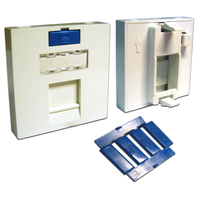 Lanmaster LAN-SIP-23M-WH Вставка 45x45 на 1 кейстоун, со шторкой, маркировкой, иконкой, белая, LANMASTER
