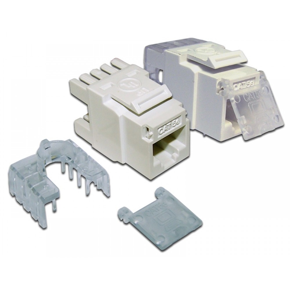 Lanmaster LAN-OK45U5E/180-WH Вставка Keystone RJ-45, категория 5e, белая, со шторкой, 180 градусов, LANMASTER
