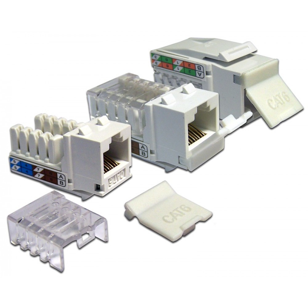 Lanmaster LAN-OK45U6/90-WH Вставка Keystone RJ-45, категория 6, белая, со шторкой, 90 градусов, LANMASTER