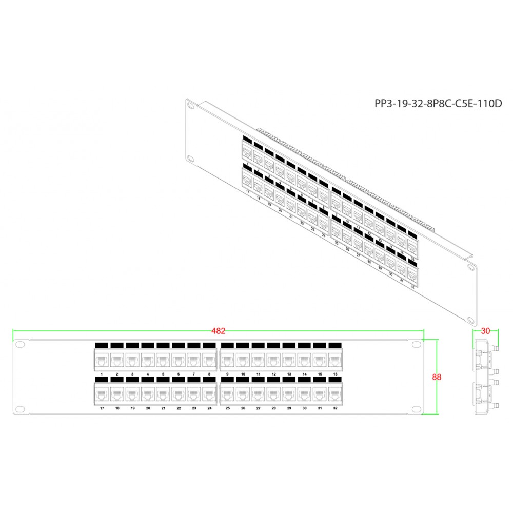 PP3-19-32-8P8C-C5E-110D Патч-панель 19