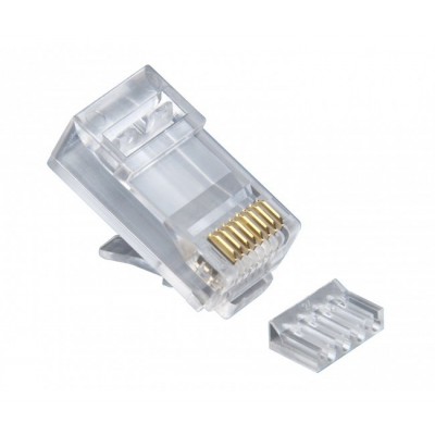 Коннектор RJ45 UTP 8P8C, универсальный, со вставкой, cat.6, 100 шт.  -PL45-8P8C-6V