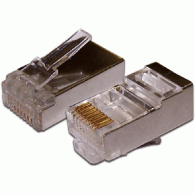 Коннектор RJ-45 8P8C FTP Кат. 5e TWT, экранированный, универсальный, 100 шт. в упак. TWT-PL45/S-8P8C