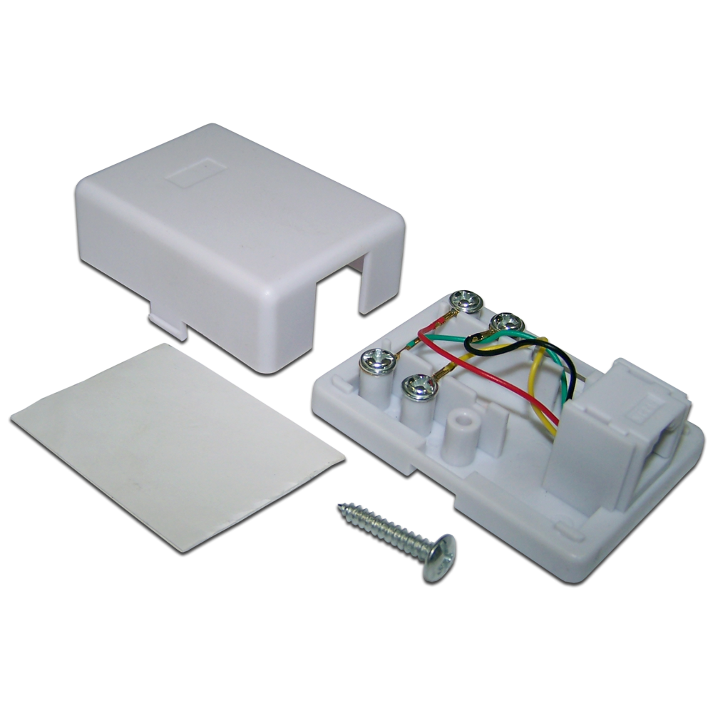 Розетка настенная телефонная, 1 порт RJ12, белая, винтовая, TWT-SS1-12-WH