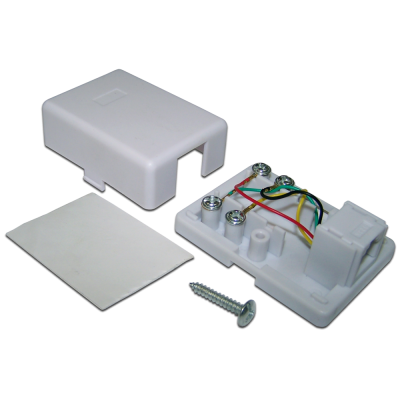 Розетка настенная телефонная, 1 порт RJ12, белая, винтовая, TWT-SS1-12-WH