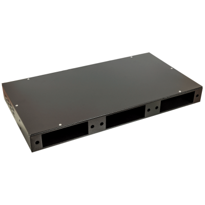 Lanmaster LAN-FOBM-RM-3P Кросс оптический 19'' металлический на 3 адаптерные панели, 1U, LANMASTER, 2 сплайс-кассеты, черный