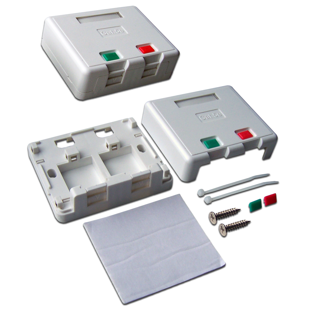Lanmaster LAN-SA2/S-WH Коробка настенная на 2 кейстоуна, со шторками, белая, LANMASTER