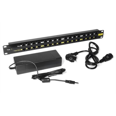 Lanmaster LAN-PP16-POE/A Панель POE, 16 портов, 48V, 7.5W, с адаптером, LANMASTER