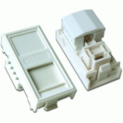 Вставка RJ-45 UTP Cat.5E, 22.5x45 мм со шторкой, белая TWT-SIP-RJ45-WH (снят с продаж)