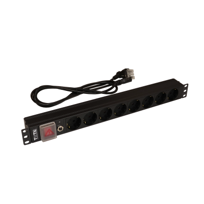 Блок розеток 19 8 шт. Schuko, 10A 250V, шнур питания 3.0 м TWT-PDU19-10A8P-3.0