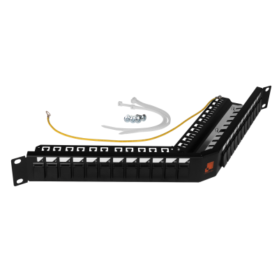 Lanmaster LAN-PPAC24OK-STP Патч-панель наборная 19, экранированная, 24 порта, 0.65U, компактная угловая, LANMASTER