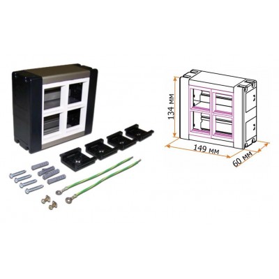Lanmaster LAN-WA-WBK2-F45/4 Настенный блок, сдвоенный, на 4 модуля Mosaic 45x45