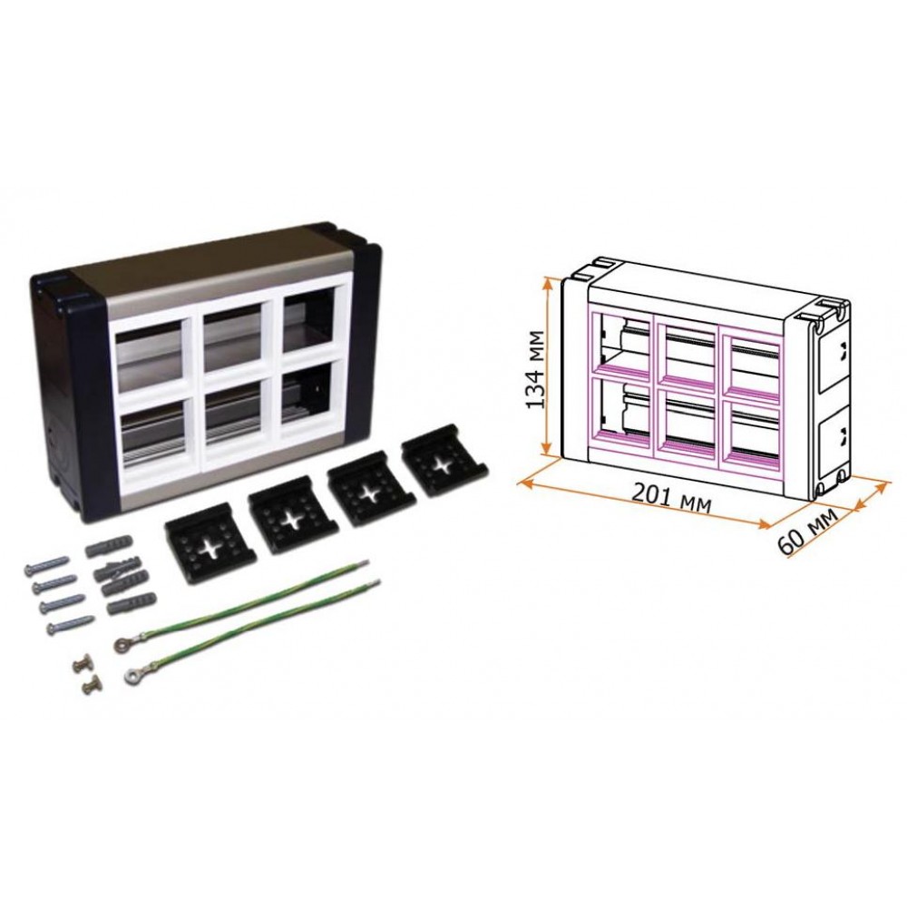 Lanmaster LAN-WA-WBK2-F45/6 Настенный блок, сдвоенный, на 6 модулей Mosaic 45x45