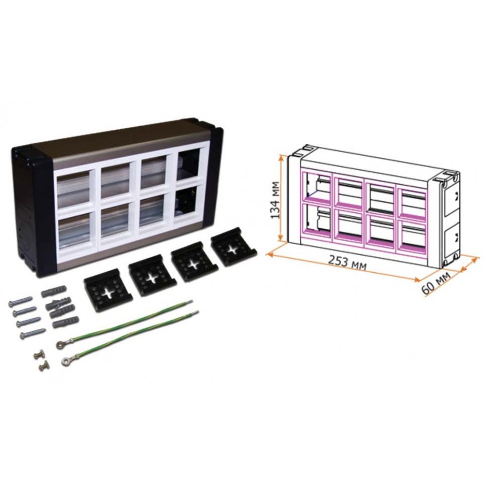 Lanmaster LAN-WA-WBK2-F45/8 Настенный блок, сдвоенный, на 8 модулей Mosaic 45x45