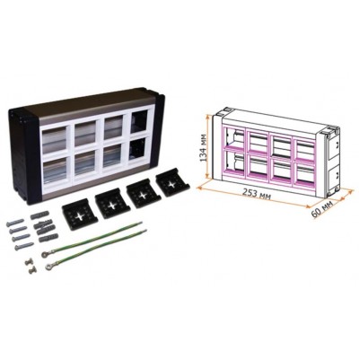 Lanmaster LAN-WA-WBK2-F45/8 Настенный блок, сдвоенный, на 8 модулей Mosaic 45x45
