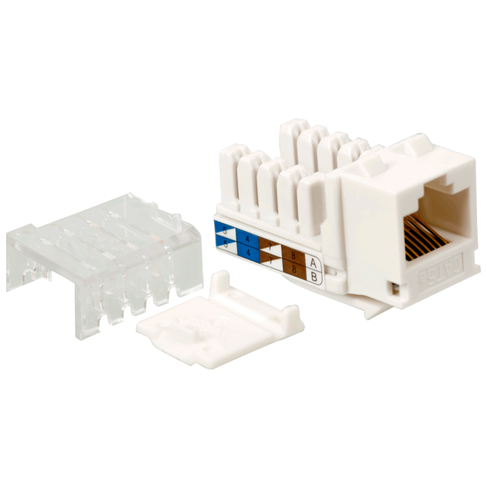 Lanmaster LAN-OK45U5E/90N-WH Модуль Keystone, RJ45, неэкранированный, кат.5E, без шторки, 90 градусов, белый