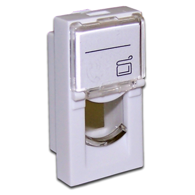 Lanmaster LAN-SIP-22L-WH Вставка 22.5х45 на 1 кейстоун, со шторкой, маркировкой, белая, LANMASTER