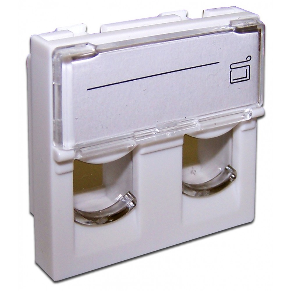Lanmaster LAN-SIP-24L-WH Вставка 45x45 на 2 кейстоуна, со шторкой, маркировкой, белая, LANMASTER