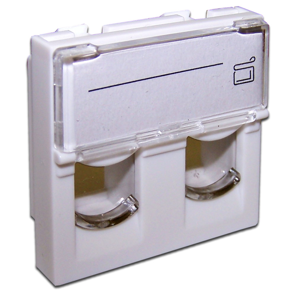 Lanmaster LAN-SIP-24L-WH Вставка 45x45 на 2 кейстоуна, со шторкой, маркировкой, белая, LANMASTER